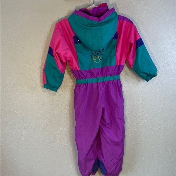 Vintage Mini Club Kids Ski Snowsuit – Retro 80s/90s Colorblock Hooded One-Piece - Picture 9 of 12